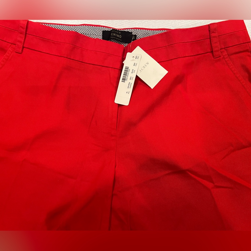 J Crew size 16, chino short, red-orange color, new with tags